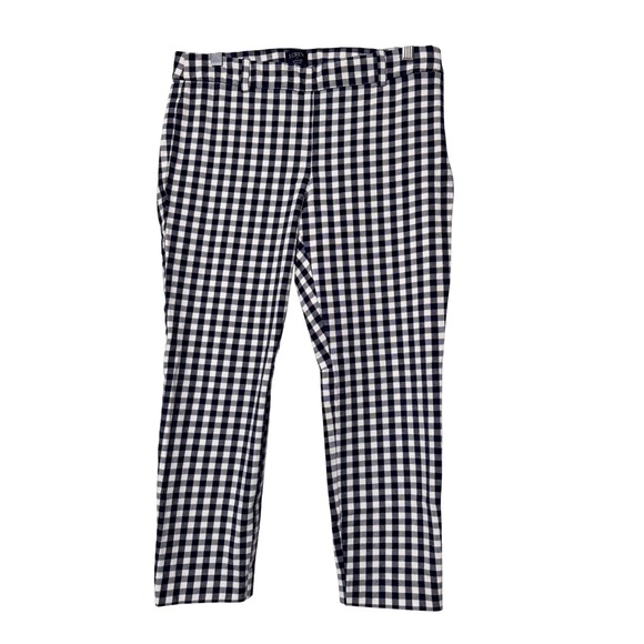 J. Crew Pants - J. Crew Winnie‎ Pant Navy White Gingham Check Ankle Length Size 8